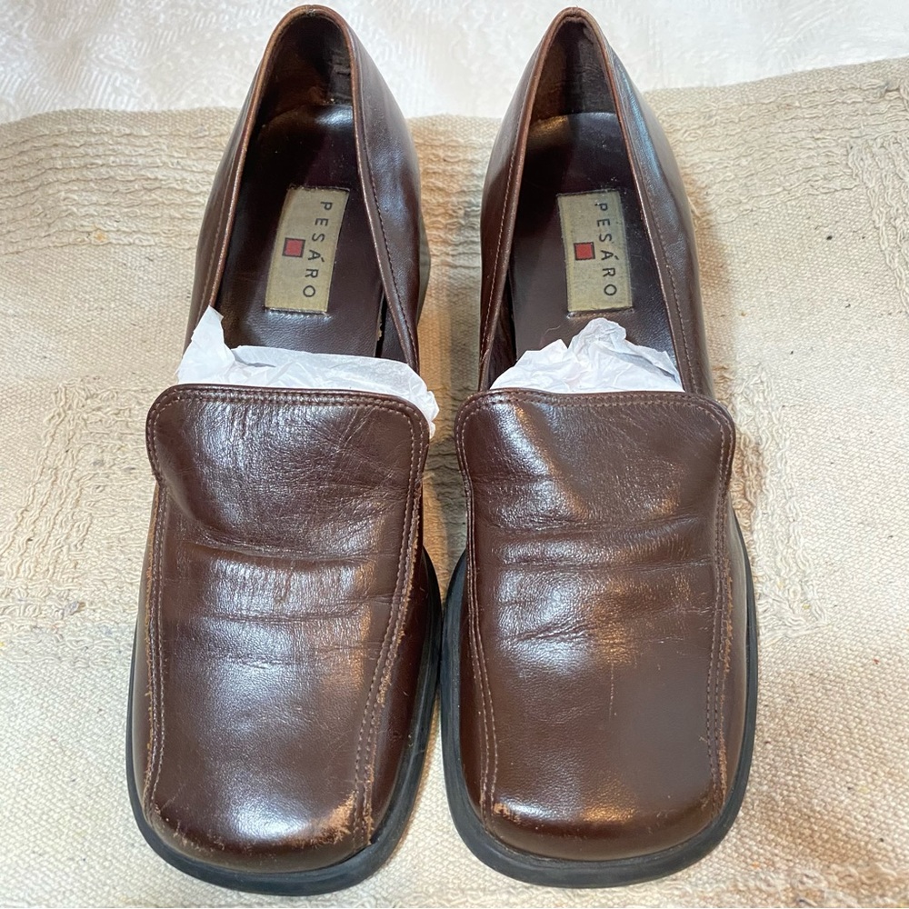 Presaro Vintage Heeled Loafter Slip On Leather Brown - Picture 3 of 10